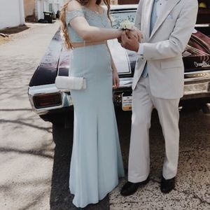 TWO PIECE BABY BLUE PROM DRESS